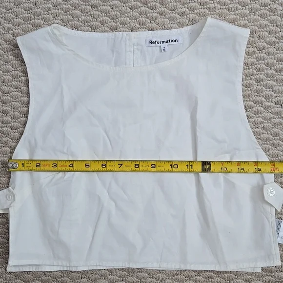 White Reformation Crop Cotton Tank Top Shirt Size 8 - Picture 8 of 8